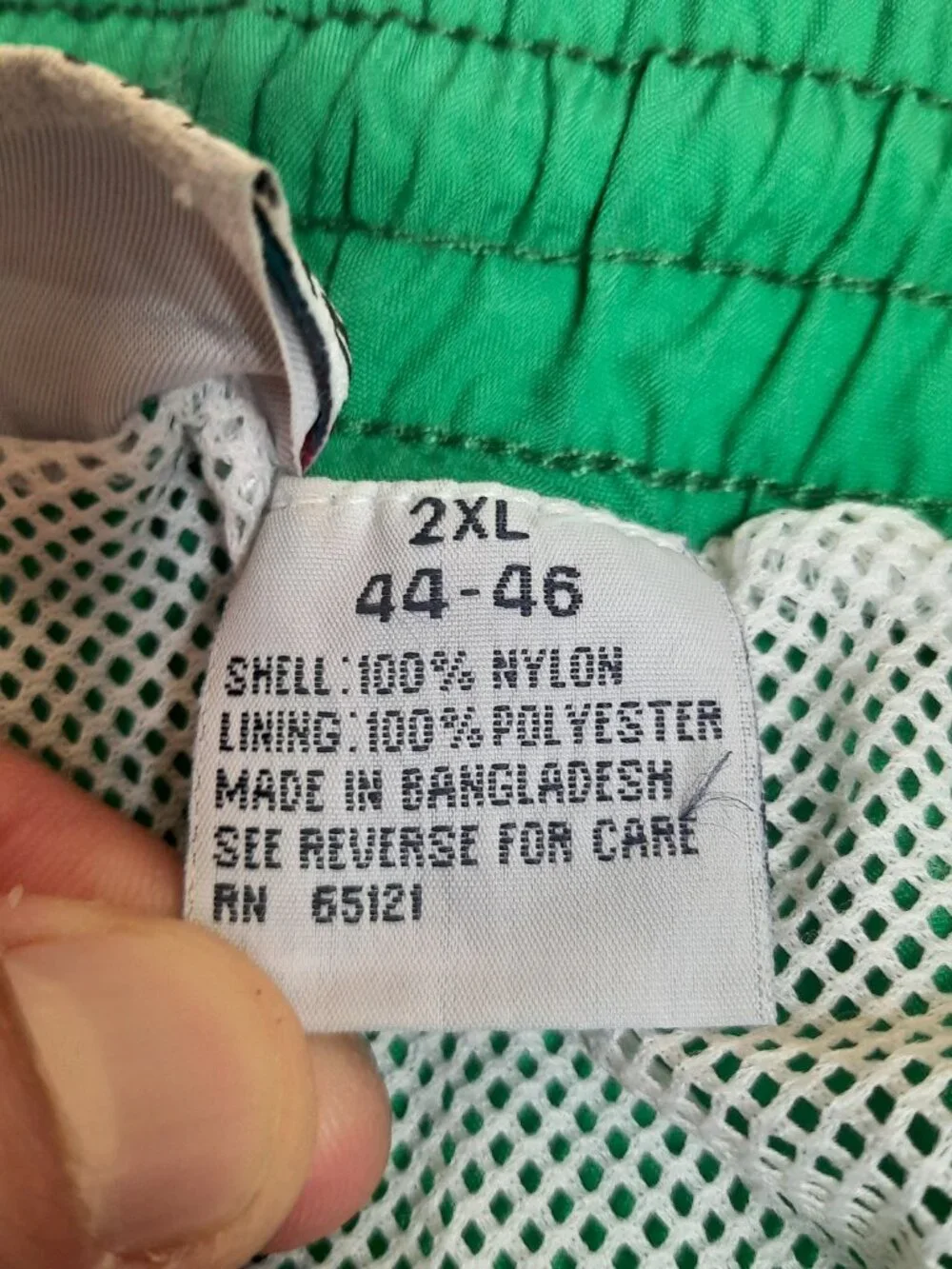 Vintage Ocean East Swim Trunks Men 2XL 44 46 Green Crinkle Nylon Mesh Liner NWT - Picture 5 of 9